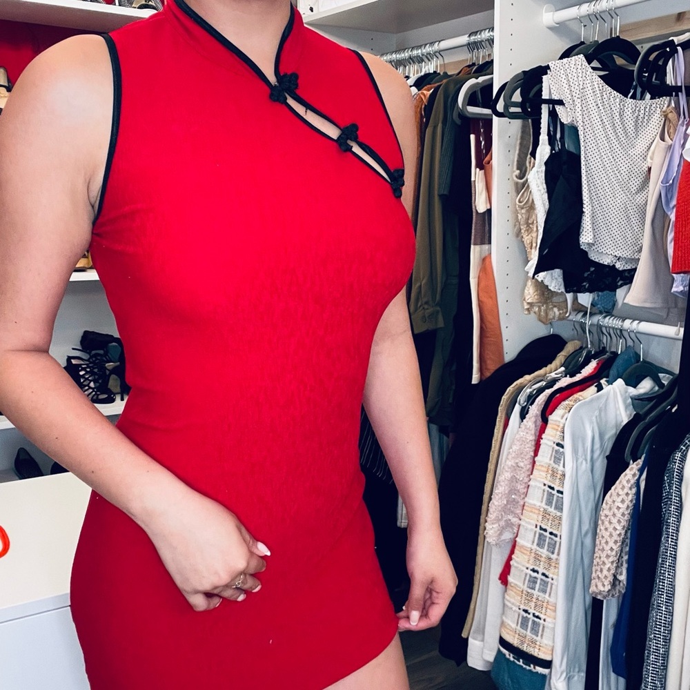 Red mini dress